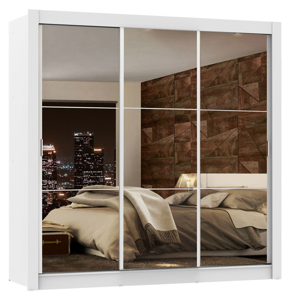 imagem de Guarda Roupa 3 espelhos Lyon 170x205x46 Branco Madesa  1093093E4G